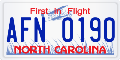 NC license plate AFN0190