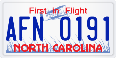 NC license plate AFN0191