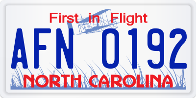 NC license plate AFN0192