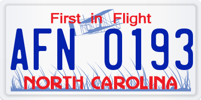 NC license plate AFN0193