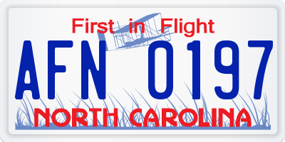 NC license plate AFN0197