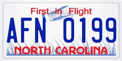 NC license plate AFN0199