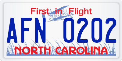 NC license plate AFN0202