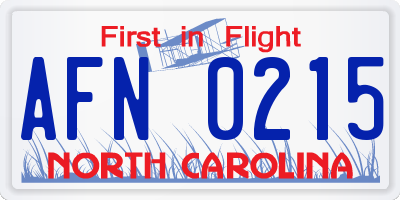 NC license plate AFN0215