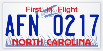 NC license plate AFN0217