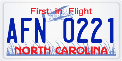 NC license plate AFN0221