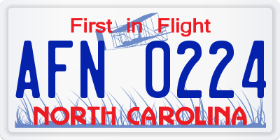 NC license plate AFN0224
