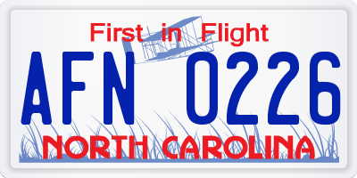 NC license plate AFN0226