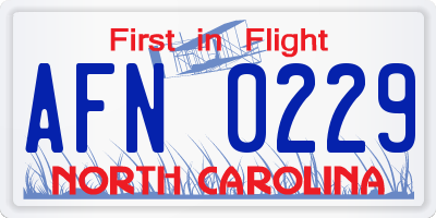 NC license plate AFN0229