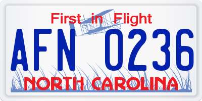 NC license plate AFN0236