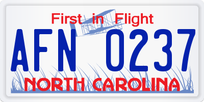 NC license plate AFN0237