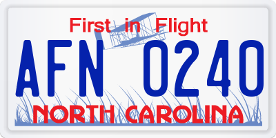 NC license plate AFN0240