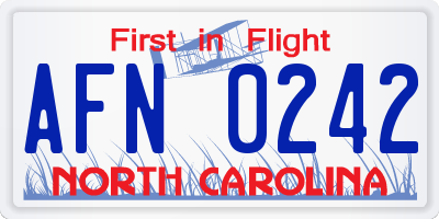 NC license plate AFN0242