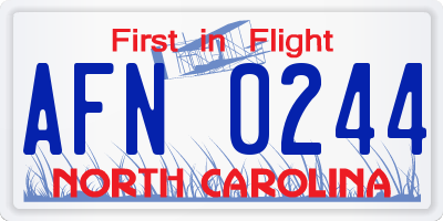 NC license plate AFN0244