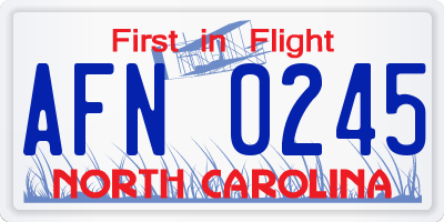 NC license plate AFN0245