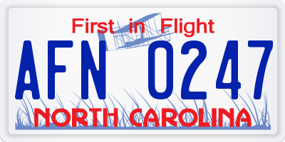 NC license plate AFN0247