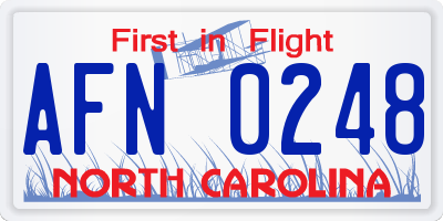 NC license plate AFN0248
