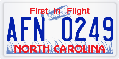 NC license plate AFN0249