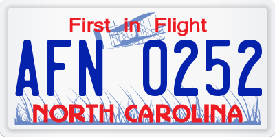NC license plate AFN0252