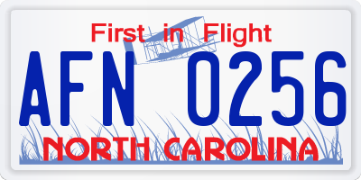 NC license plate AFN0256