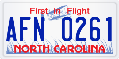 NC license plate AFN0261