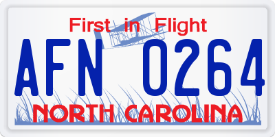 NC license plate AFN0264