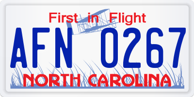 NC license plate AFN0267