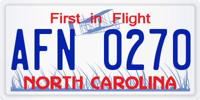 NC license plate AFN0270