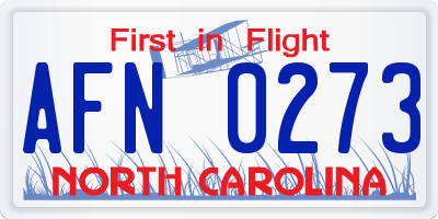 NC license plate AFN0273