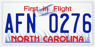 NC license plate AFN0276