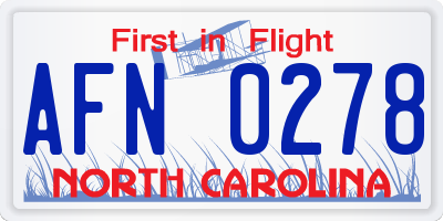 NC license plate AFN0278