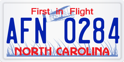 NC license plate AFN0284