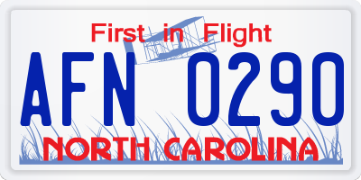NC license plate AFN0290