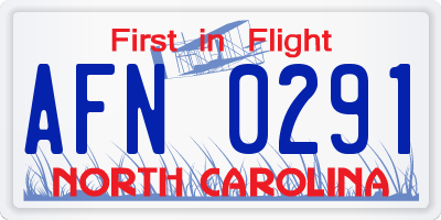 NC license plate AFN0291