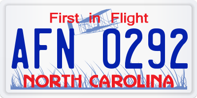 NC license plate AFN0292