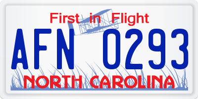 NC license plate AFN0293