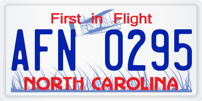 NC license plate AFN0295