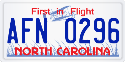 NC license plate AFN0296