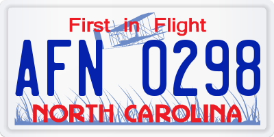 NC license plate AFN0298