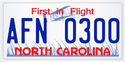 NC license plate AFN0300