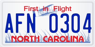 NC license plate AFN0304