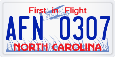 NC license plate AFN0307