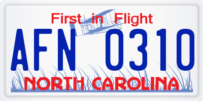 NC license plate AFN0310