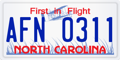 NC license plate AFN0311