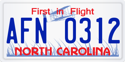 NC license plate AFN0312