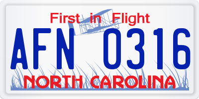 NC license plate AFN0316