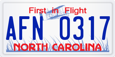 NC license plate AFN0317