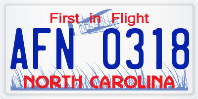 NC license plate AFN0318