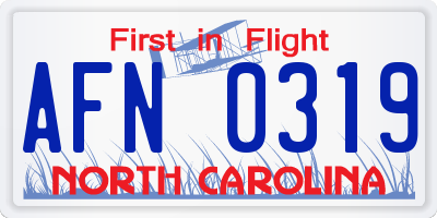 NC license plate AFN0319