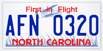 NC license plate AFN0320